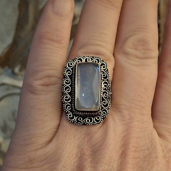 New Dichroic Glass 925 Silver Ring. - Picture 8 of 13